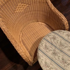 No.2　ラタン ガラステーブル&チェアーセット ハワイアン 椅子の画像