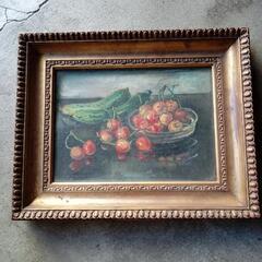 油絵　板絵静物画　1950?  kosuge　額サイズ約46cm...