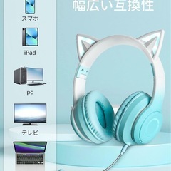 マイク付きネコ耳ヘッドフォンの画像