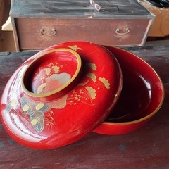 木曽漆器 菓子鉢 赤の画像