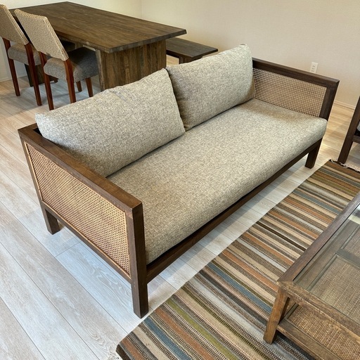 【未使用品】Kayu style ウェビィング バードアイ ソファ 3人掛け