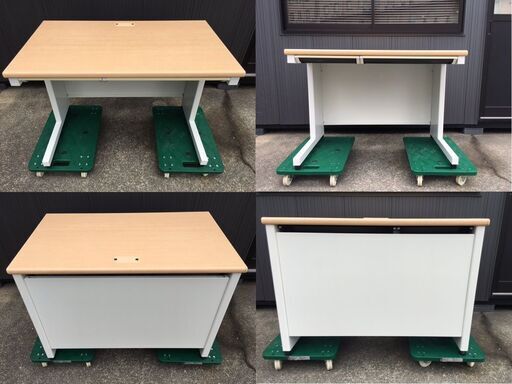 【残り2台・訳ありのため値下げ】 事務机　PLUS/プラス　スチールOAデスク　フラットライン　SP-T106 WM　平机/引出し付き　W100㎝×D60㎝×H70㎝