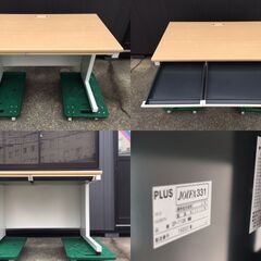 【残り2台・訳ありのため値下げ】 事務机　PLUS/プラス　スチールOAデスク　フラットライン　SP-T106 WM　平机/引出し付き　W100㎝×D60㎝×H70㎝の画像