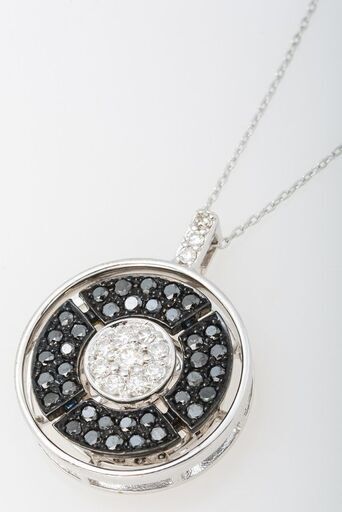 K18WG ブラックダイヤモンド・ダイヤモンド ネックレス 品番b23-77