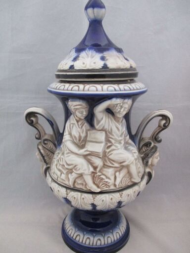 [850] イタリア カポディモンテ 花瓶 飾り壺 蓋付き