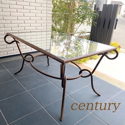 ２６、インテリアテーブル❣️真鍮ブロンズカクテルテーブル 強化ガラス　サァラ麻布