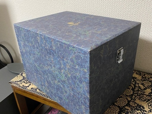 Saint Louis クリスタル青 ガラスカッティング文様　花瓶