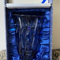Saint Louis クリスタル青 ガラスカッティング文様 花瓶