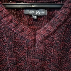 joker ジョーカー　Vネックニット ニット　レッドブラック　Mサイズ　の画像