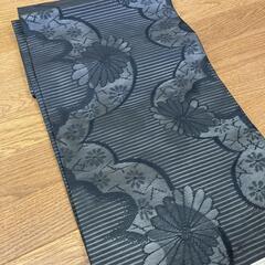 新品未使用　夏用絽着物　黒帯　西陣織　さざ波　Ｋの画像