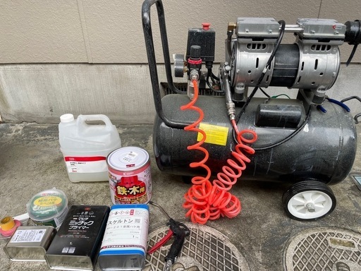 塗装セット　ツインピストン ４０Ｌ 横型オイルレスコンプレッサー 横