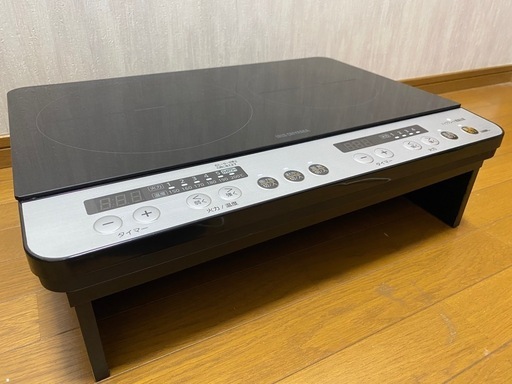 2019年製?アイリスオーヤマ 2口 IHクッキングヒーター  1400W 電磁調理器 100V ブラック IHK-W12P-B とア
