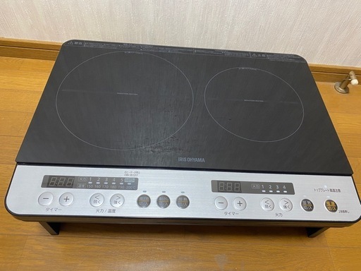 2019年製?アイリスオーヤマ 2口 IHクッキングヒーター  1400W 電磁調理器 100V ブラック IHK-W12P-B とア