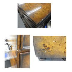 バーズアイメイプル 5段チェスト 高103.5×幅36㎝ ヴィンテージ家具 鳥眼杢 突板 葡萄杢 瘤杢 バール材 アンティーク 西岡店 の画像