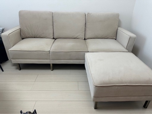 【購入価格5万円】LOWYAソファ ※オットマン･クッション付き