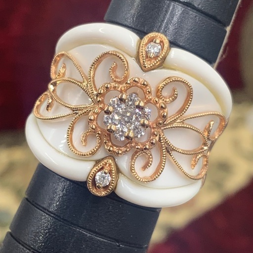 K18 ピンクゴールド　ダイヤモンドリング　デザインリング　9.2g