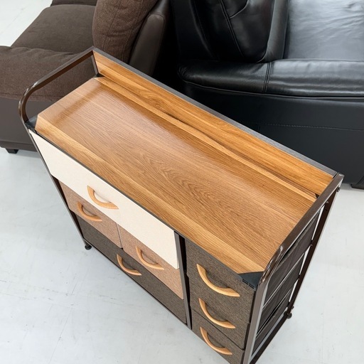 【超美品‼️】オシャレ♪ 81cm幅3段ローチェスト タンス 衣類収納家具 布製引き出し マルチカラー♪