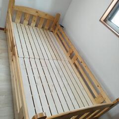 【ジャンク】木製シングルベッド