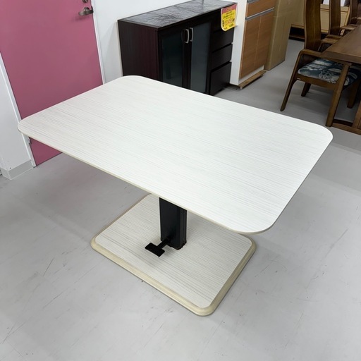【美品‼️】定価71,170円 NDstyle.(野田産業) 120cm幅昇降テーブル ダイニングテーブル センターテーブル TET-LFT120 木目調ホワイト♪