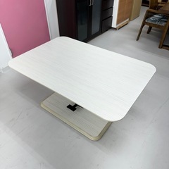【美品‼️】定価71,170円 NDstyle.(野田産業) 120cm幅昇降テーブル ダイニングテーブル センターテーブル TET-LFT120 木目調ホワイト♪の画像