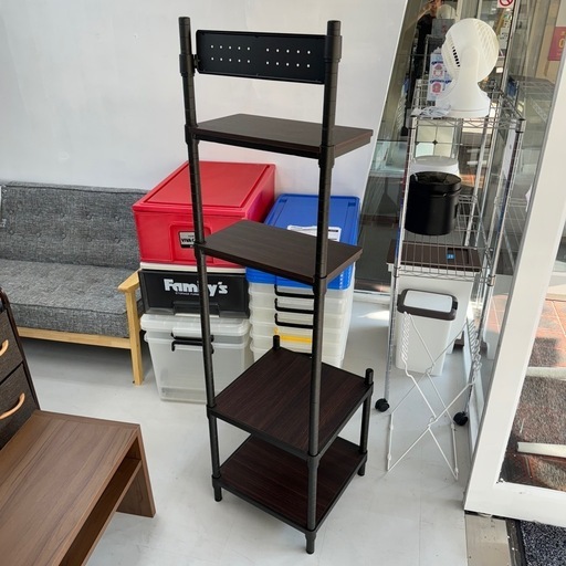 【超美品‼️】ルミナスラック ノワール 41cm幅4段壁面収納ラック 多目的棚 シェルフ 木目調ダークブラウン♪