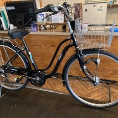 中古LEDオートライト6段変速自転車★26インチ★ブラック※注※配達地域限定★ 前後タイヤ新品！】 LEDオートライト 6段変速 26インチ自転車 マット