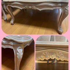 お値引き中🎀プリンセス家具　猫脚　テーブル　こたつ付きの画像
