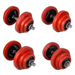 ○総重量約44kg■アイロテック ラバーダンベル シャフト付き 5kg×4枚 2.5kg×4枚 1.25×4枚 筋トレ iROTEC 中古品■ジモティ姫路の画像