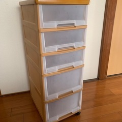 プラスチック引き出し/5段/天板・キャスター付き