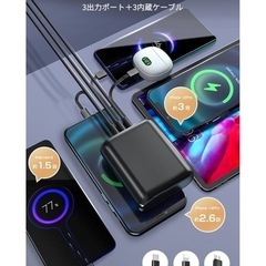 新品未使用未開封です‼️ モバイルバッテリー 大容量 【15000mAh・コンセント一体型】 3本ケーブル内蔵 22.5W/PD20W 急速充電 6台同時充電 PD3.0 スマホ充電器 携帯充電器 軽量 小型 折りたたみ式プラグ ACアダプター USB-C入/出力ポート 2USBポート コンパクト 防災グッズ ライト機能 PSE認証済 iPhone/Android/iPadに適合する 機内持込可能‼️の画像