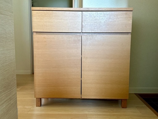 【9月末まで】無印オーク材脚付きキャビネット