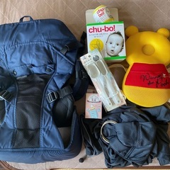新品多数ベビー用品6点セット(抱っこ紐、スリング、使い捨て哺乳瓶、他)
