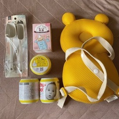 新品多数ベビー用品6点セット(抱っこ紐、スリング、使い捨て哺乳瓶、他)の画像