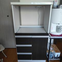 キッチンカウンター キッチンワゴン スリム 木製 引き出し 扉付きの画像