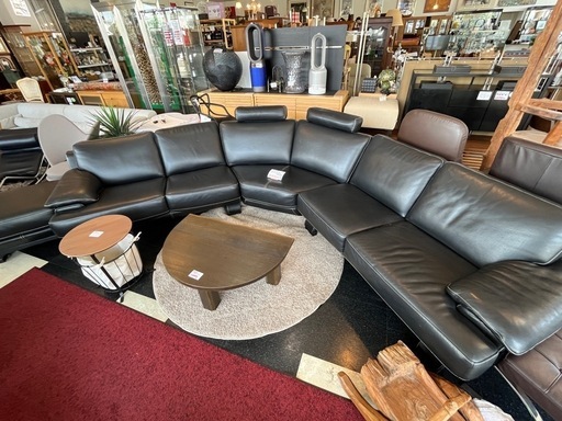 IDC大塚家具　本革　コーナーソファ