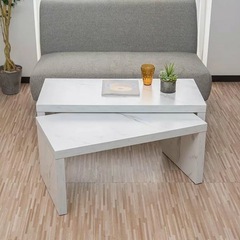  テーブル 90大理石風 2点セットの画像