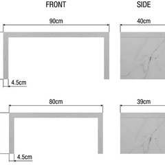  テーブル 90大理石風 2点セットの画像