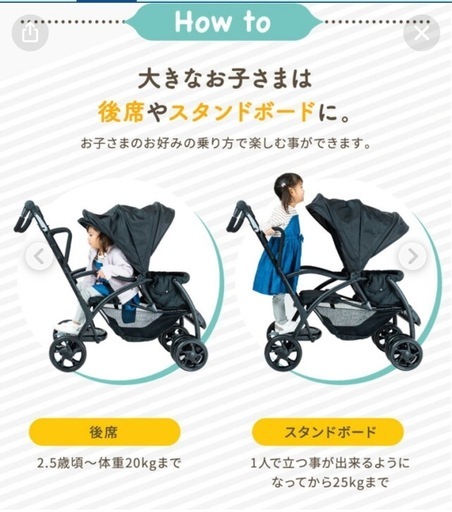 3回のみ使用　背もたれシート付き　2人乗りベビーカー　　　　　　