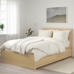 9/23(月)まで!!IKEA MALM ダブルベッドフレーム(収納・マットレス付)