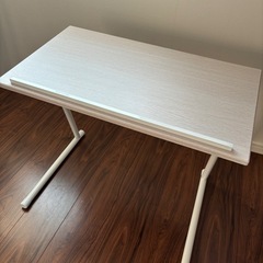 サイドテーブル 折りたたみ 昇降式テーブル 角度調節可能 木製 ソファテーブル アイボリーの画像