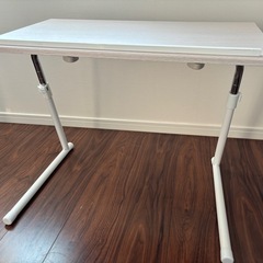 サイドテーブル 折りたたみ 昇降式テーブル 角度調節可能 木製 ソファテーブル アイボリーの画像