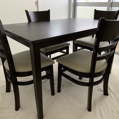 【再受付】ダイニングテーブルセット（椅子4脚）幅120cm×奥行75cm×高さ70cm