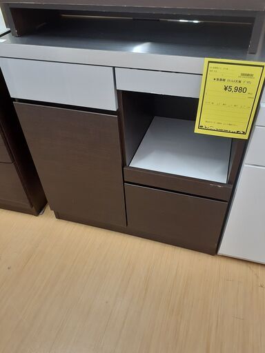【U2355】★食器棚ステンレス天板 ブラウン