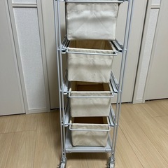 無印　スチールユニットシェルフ帆布バスケットセット・幅２８ｃｍタ...