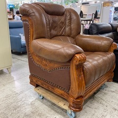 【愛品館 江戸川店 チェア】ヨーロピアンデザイン 本革1Pソファ ID：156-019849-007の画像