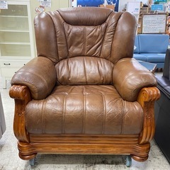 【愛品館 江戸川店 チェア】ヨーロピアンデザイン 本革1Pソファ ID：156-019849-007の画像