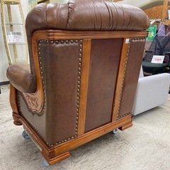 【愛品館 江戸川店 チェア】ヨーロピアンデザイン 本革1Pソファ ID：156-019849-007の画像