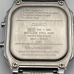 m0902616 CASIO カシオ 腕時計 デジタル DB-360
データバンク  クオーツ デジタル スクエア 軽量 カレンダー チープカシオ チプカシ 稼動品 中古品の画像
