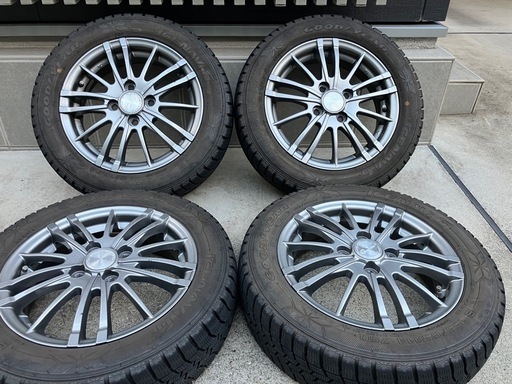 155/65R14バリ山スタッドレスタイヤ付きホイール4本　タント、ワゴンR、スペーシア、軽自動車等　ランクB