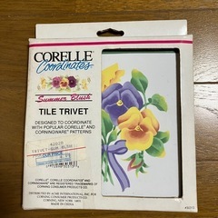 【新品】花柄  タイル鍋敷